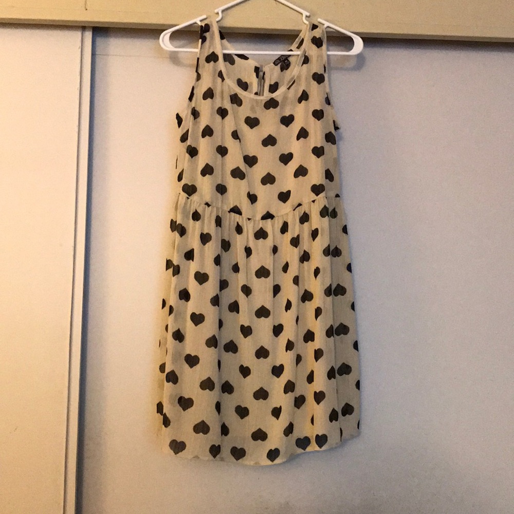 Black and Cream mini dress with hearts