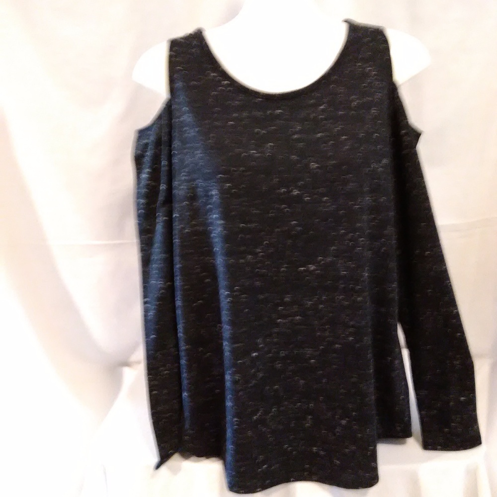 Xersion Black Cold Shoulder Top Size Medium