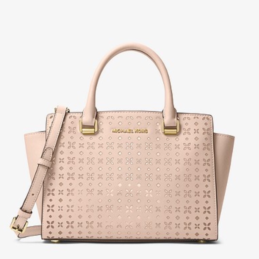 SOLD! MK Selma Perforated Leather Messenger