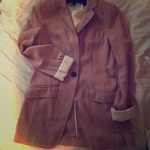 Pale pink long polyester blazer