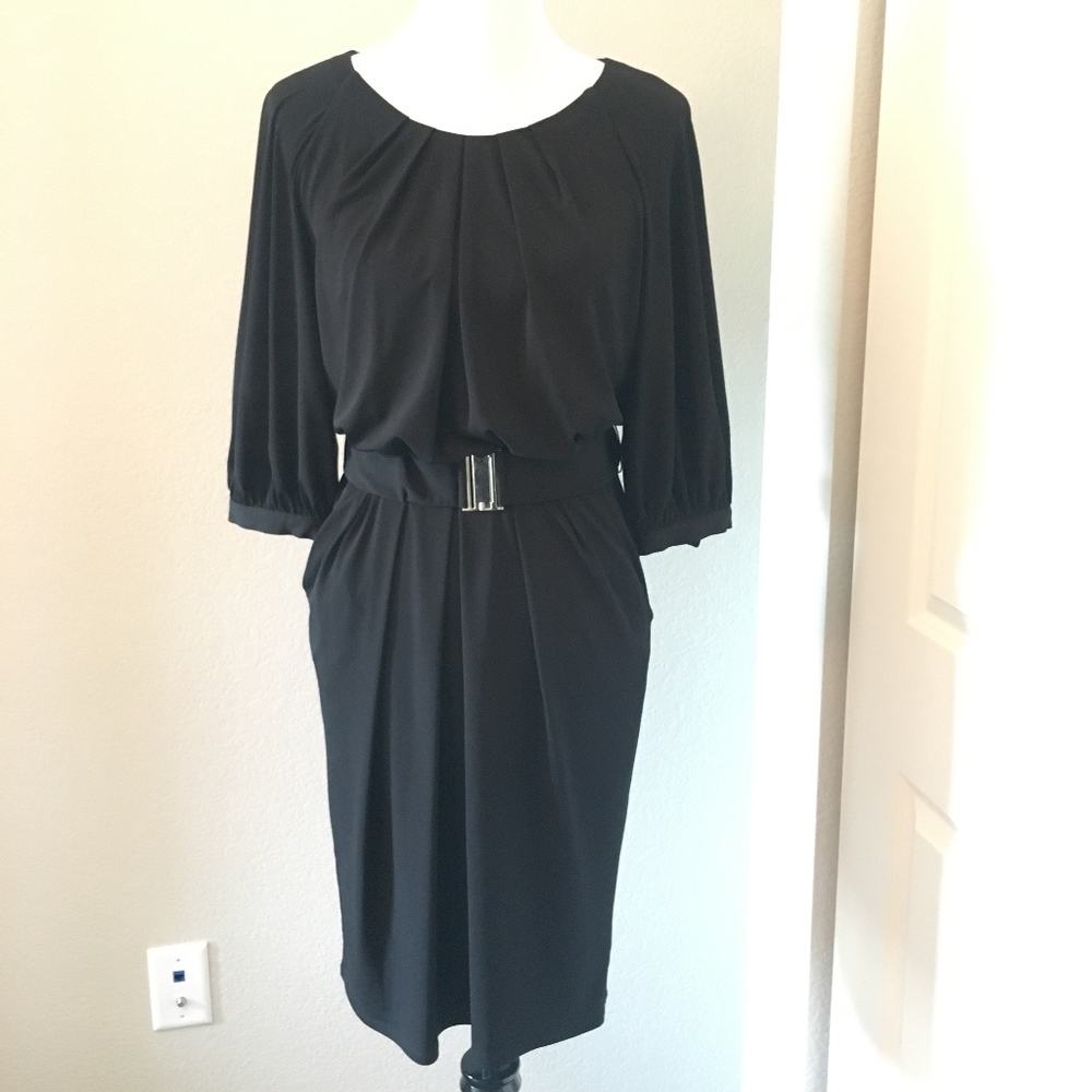 Max and Cleo Draped Black Dress - Sz L