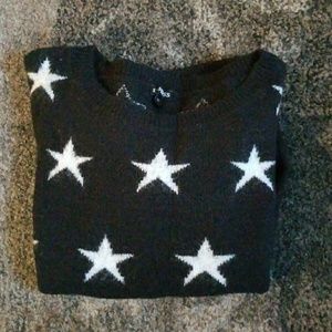 Express navy blue and white star sweater size smal