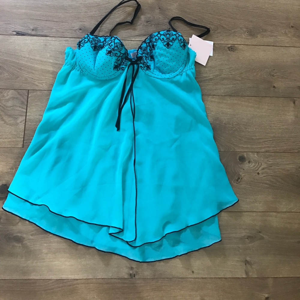 Brand new turquoise baby doll with thong panties
