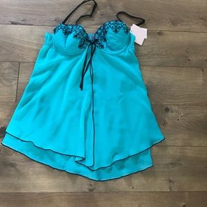 Brand new turquoise baby doll with thong panties