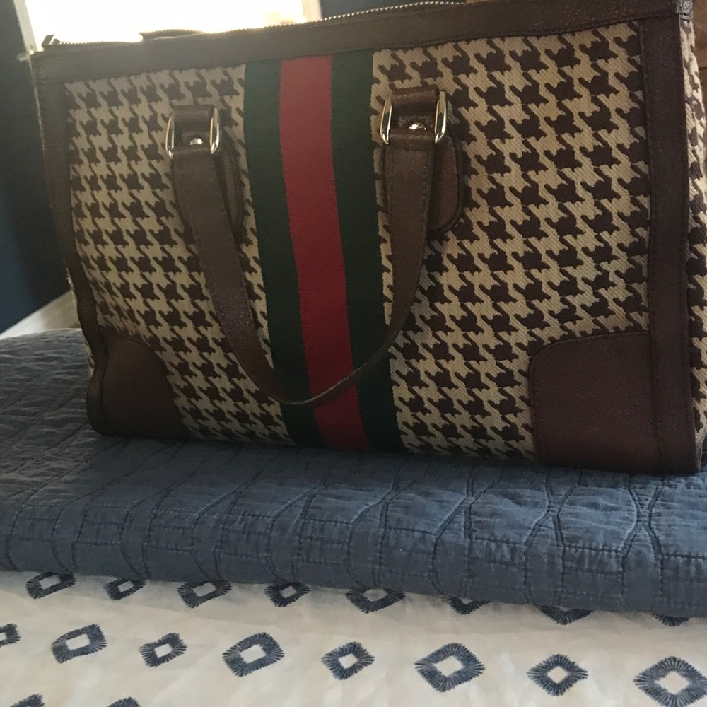 Gucci Houndstooth Satchel “Seventies Web Joy” - Picture 5 of 8