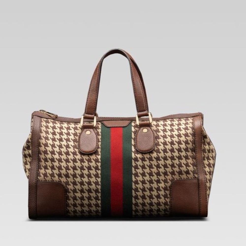 Gucci Houndstooth Satchel “Seventies Web Joy”