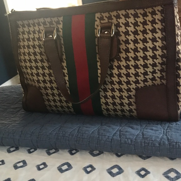 Gucci Houndstooth Satchel “Seventies Web Joy” - Picture 5 of 8