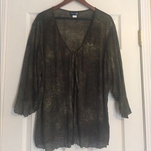 Sheer over blouse with front tie