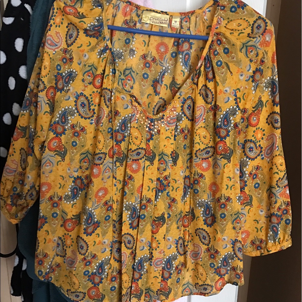 Vera Wang flowy peasant shirt