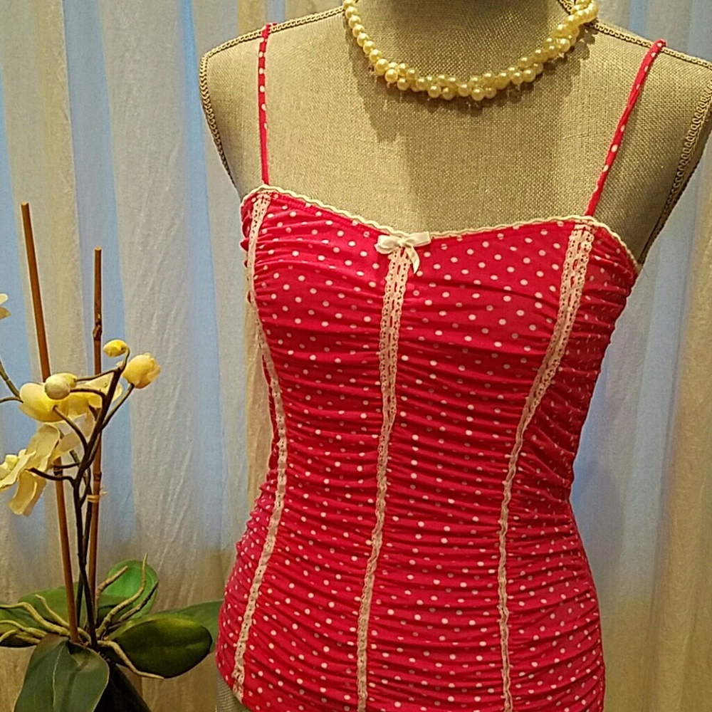 Polka Dot Spaghetti Strap Top Size L