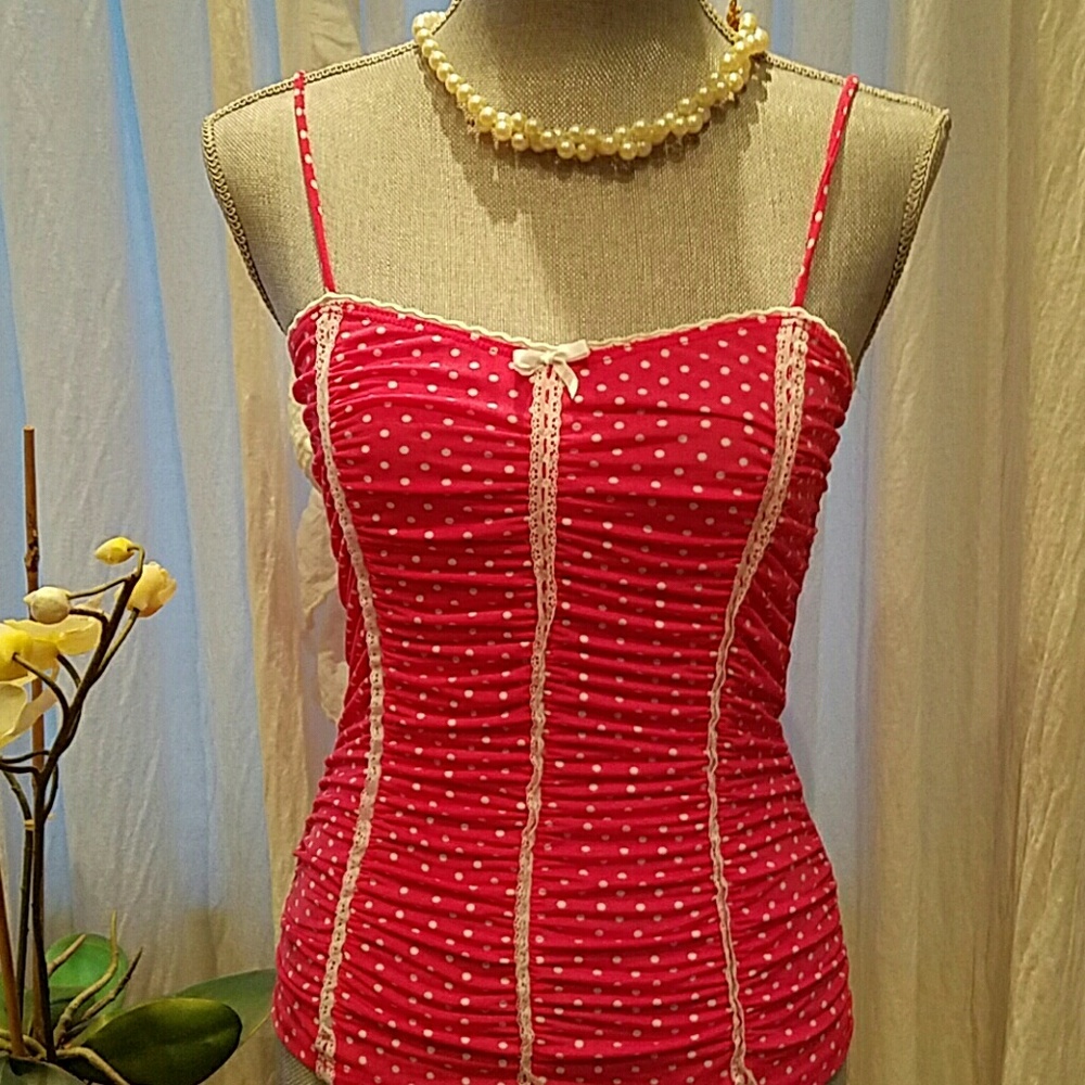 Polka Dot Spaghetti Strap Top Size L - Picture 2 of 5