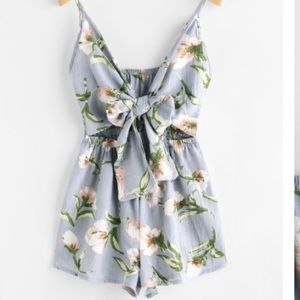 blue floral romper