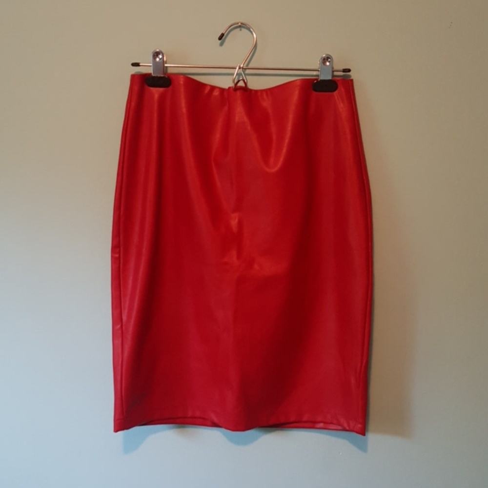 Forever21 Faux red leather skirt