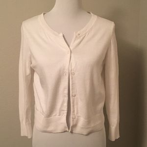 LOFT Off White Cropped Cardigan - Sz M