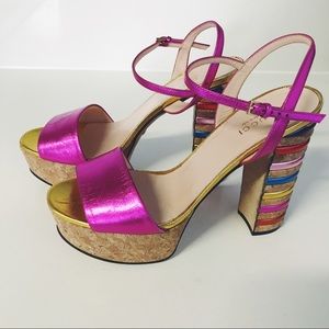 Gucci Claudine Metallic Cork Platform