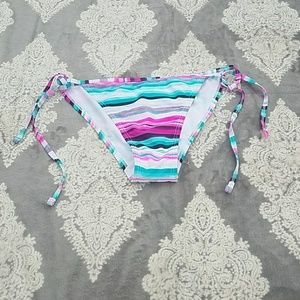 Multi colored striped bikini bottom