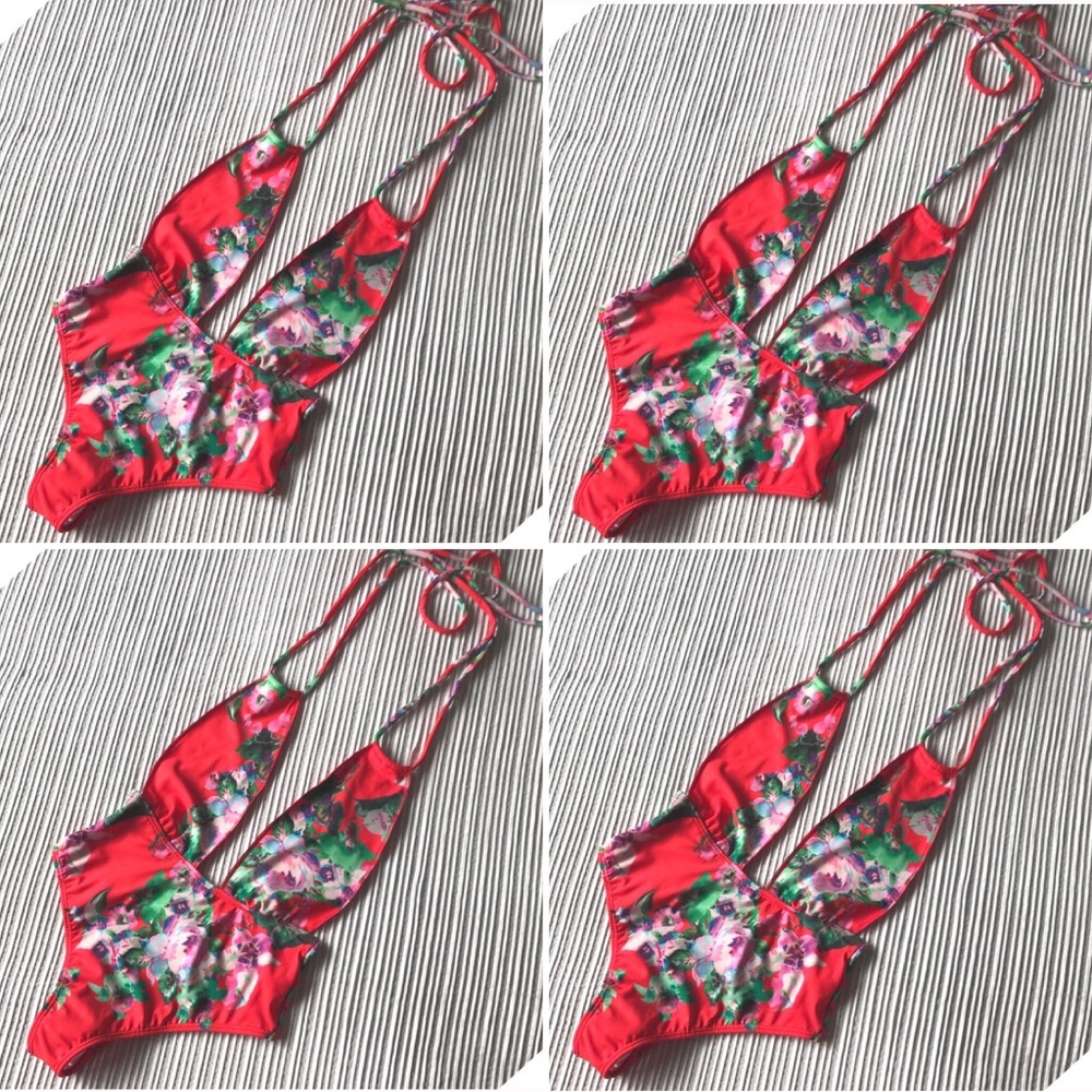 🔥NEW MONTCE SWIM PRIVATE BEACH CHERRY FLORAL 1 PC - Picture 4 of 8