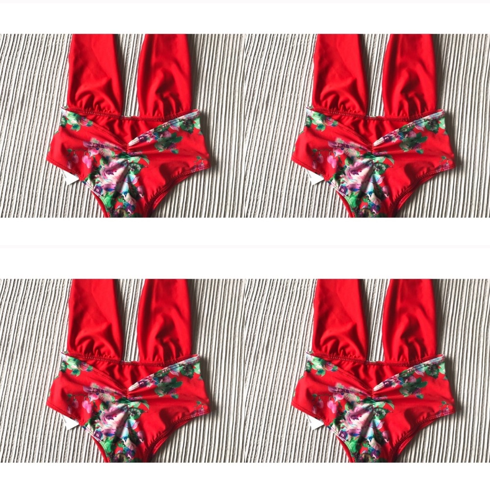 🔥NEW MONTCE SWIM PRIVATE BEACH CHERRY FLORAL 1 PC - Picture 7 of 8