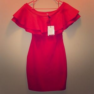 Endless Rose Red-Orange Off the Shoulder Dress