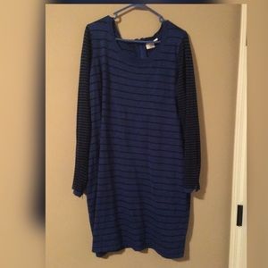 PLUS SIZE Blue and Black Sweater Dress