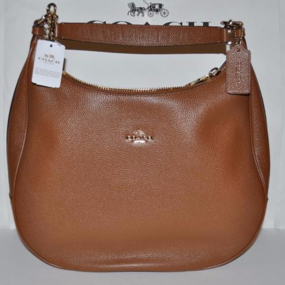 New COACH Saddle Pebble Leather Harley Hobo Bag - Picture 4 of 8