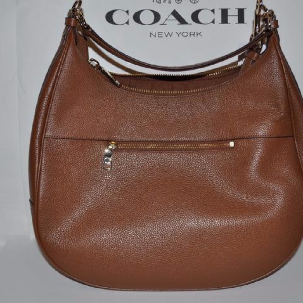 New COACH Saddle Pebble Leather Harley Hobo Bag - Picture 5 of 8