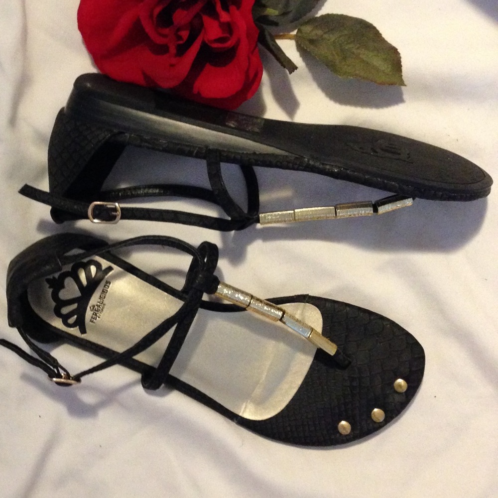 Elegant black & gold embellished sandals