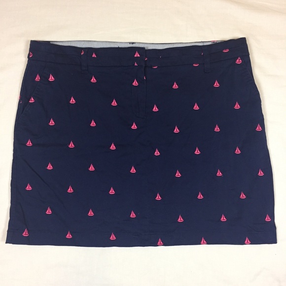British Khaki Dresses & Skirts - British Khaki navy blue pink sailboat mini skirt