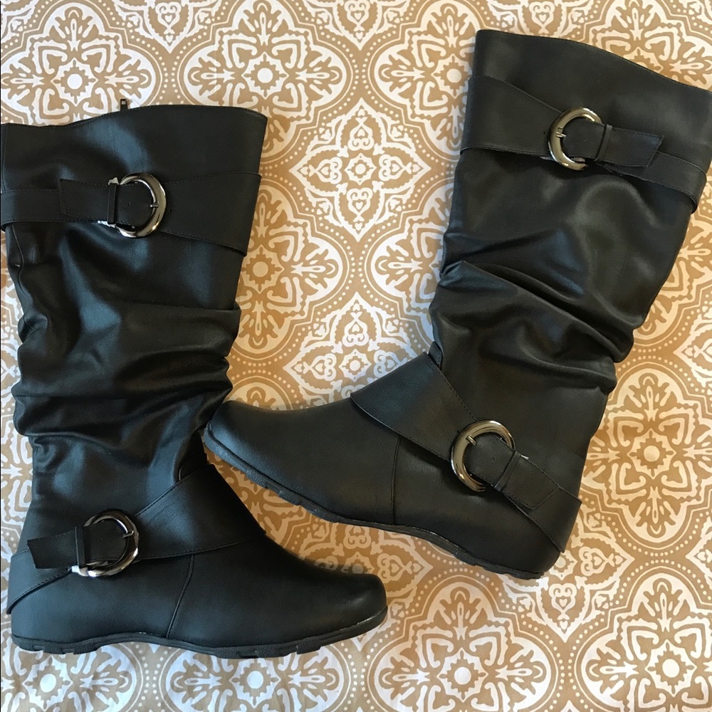NWT!! BLACK RIDING BOOTS-JOURNEE-SIZE 11
