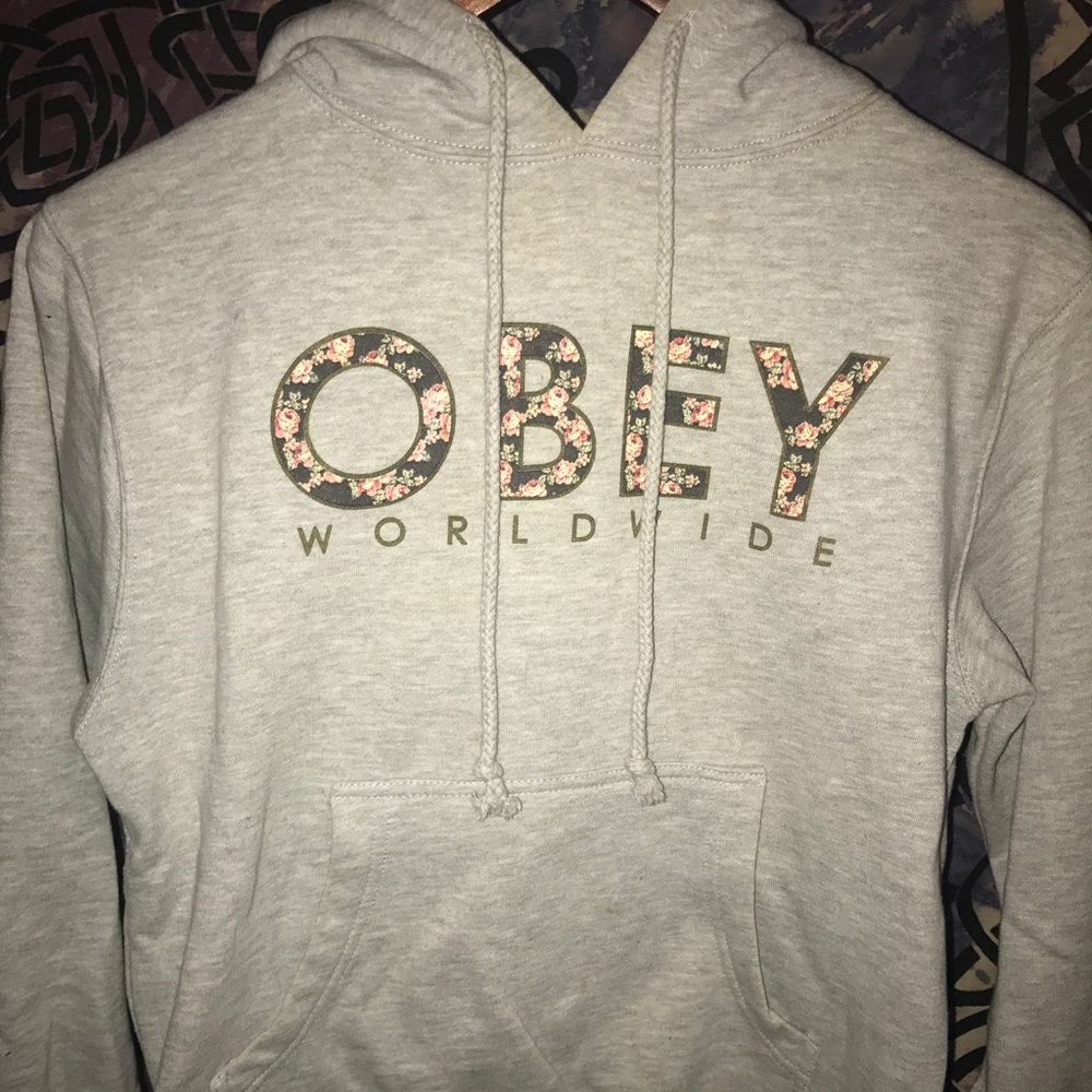 Women Obey Hoodie Floral print lettering