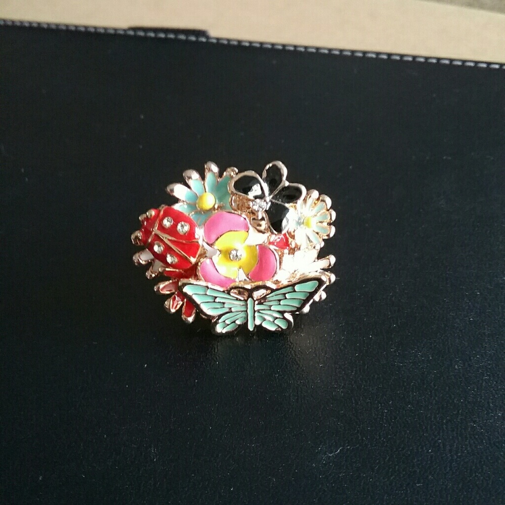 Butterfly Garden Enamelled Ring - Picture 2 of 6