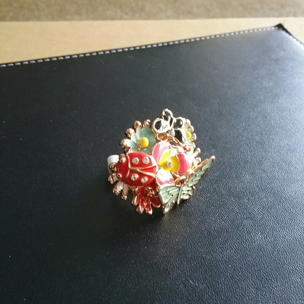 Butterfly Garden Enamelled Ring - Picture 3 of 6