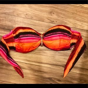 Red and Orange Bandeau Bikini Top - Sz 14