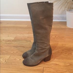 Tall grey suede boot