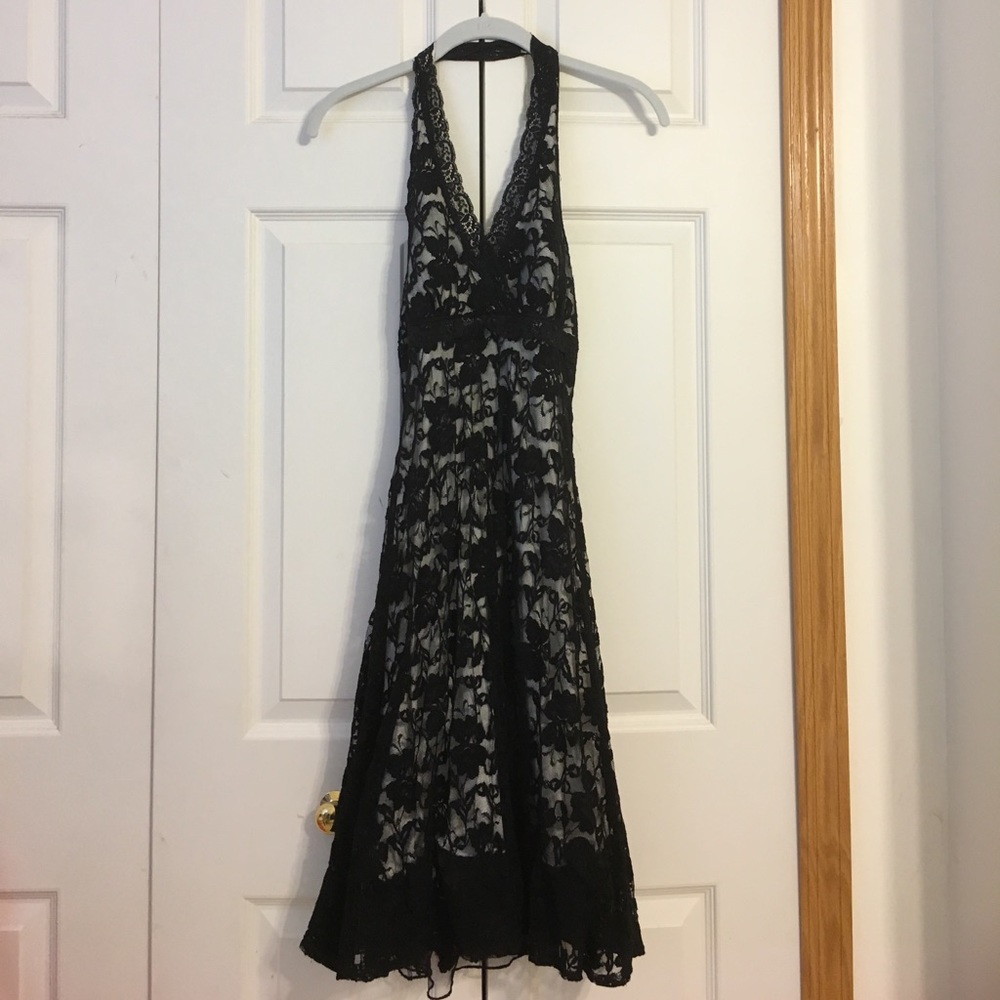 Black and white, layered halter dress
