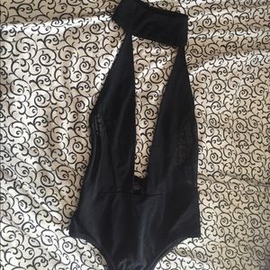 Kendall Jenner Black cotton-like & mesh body suit