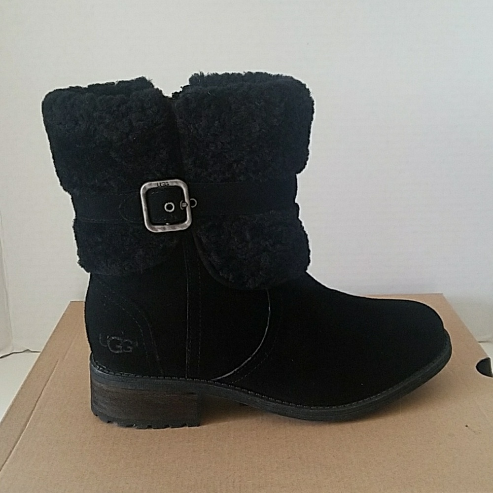 UGG BLAYRE BLACK SUEDE SHEEPSKIN BLACK 6.5 , 6