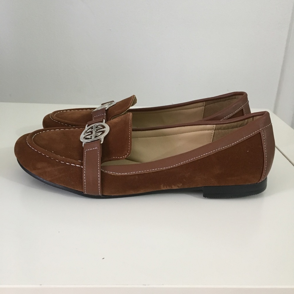 Brown synthetic suede shoes