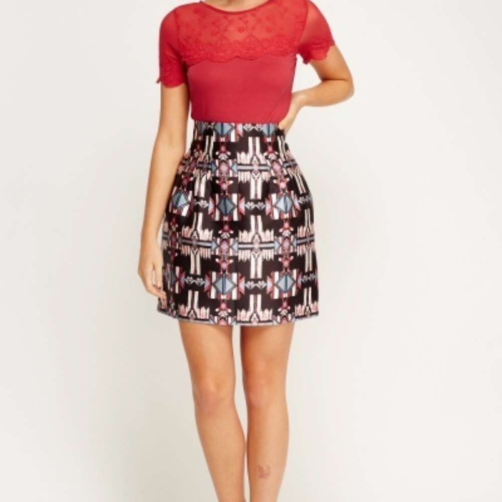 Aztec Box Pleat Skirt