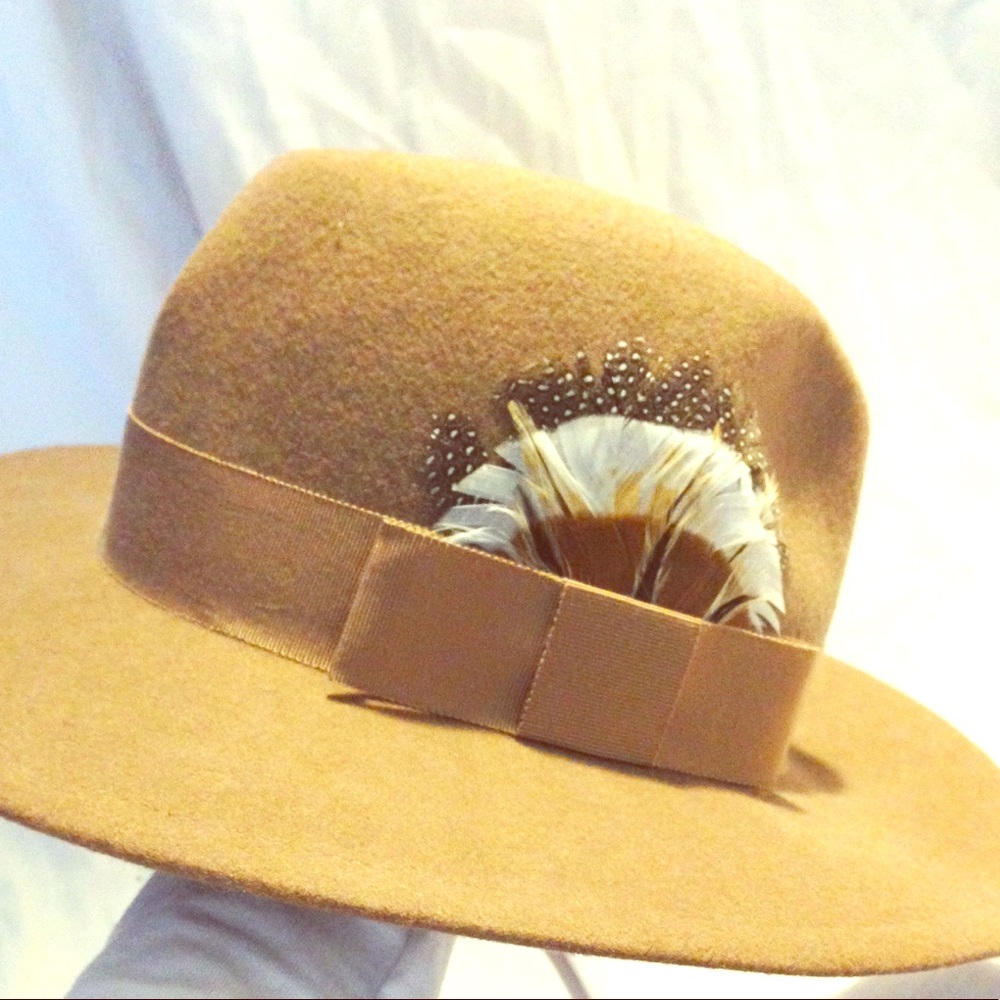Stylish hat with feathers accent
