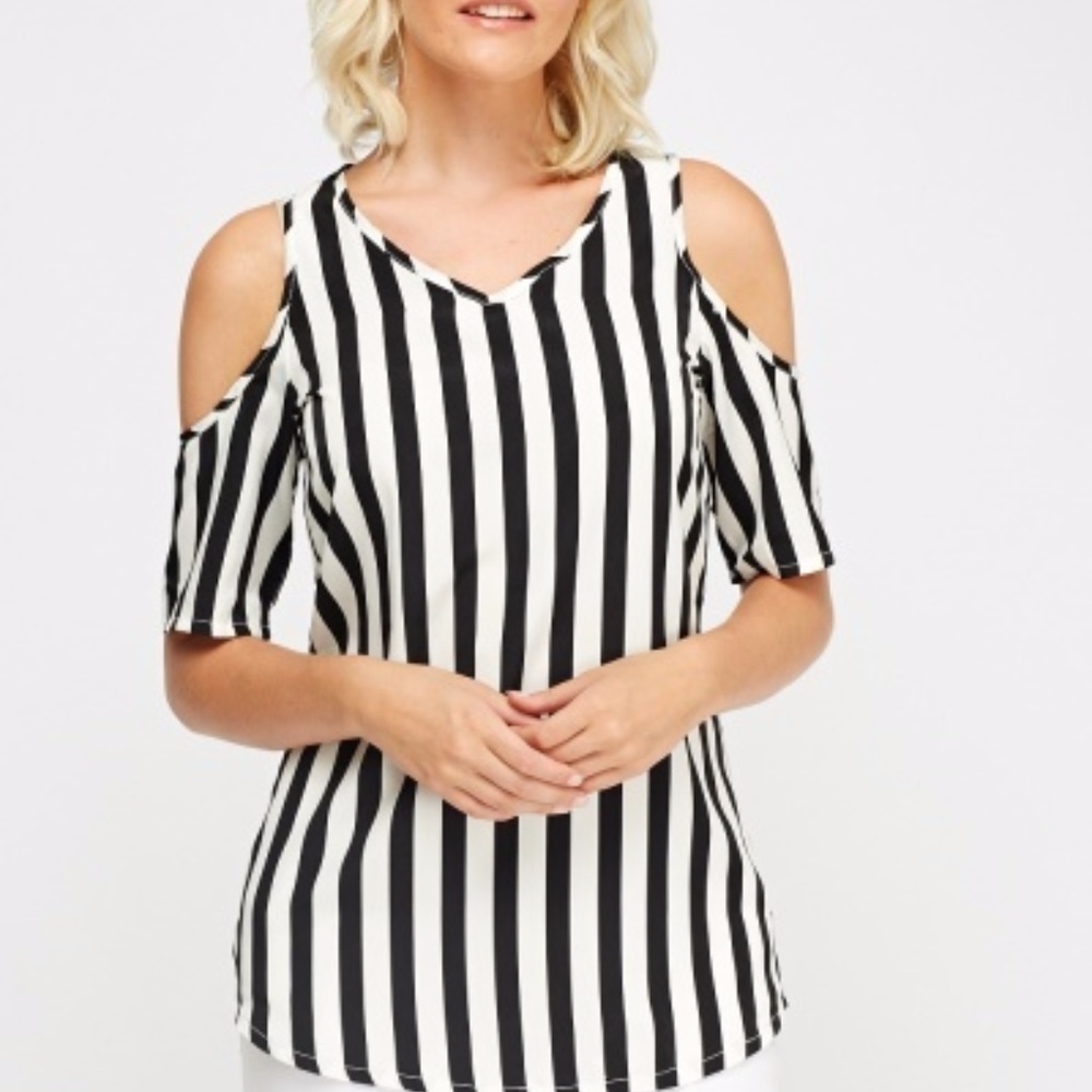 Cold Shoulder Striped Top