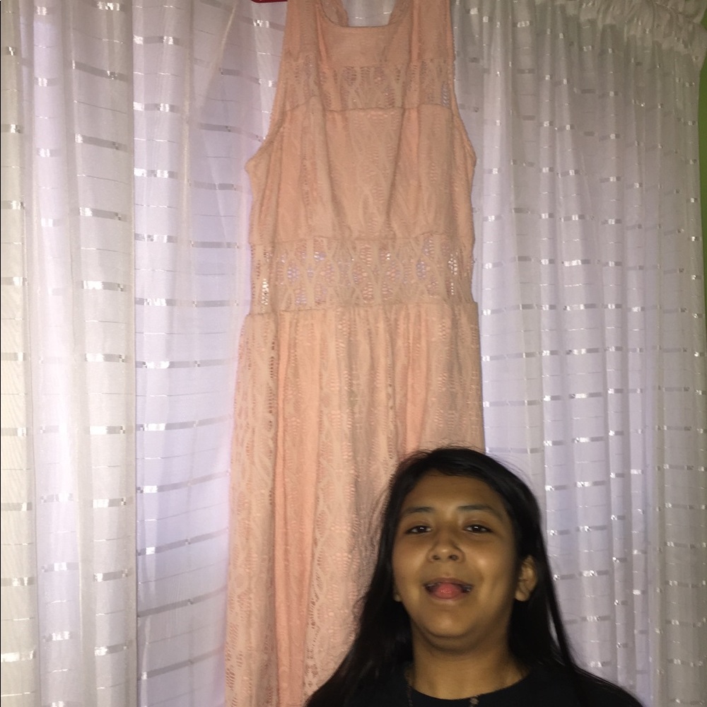 Baby pink medium length dress