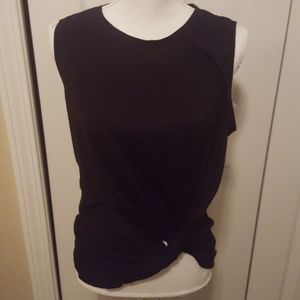 Fabletics  Front Twist Tie Black Workout Top