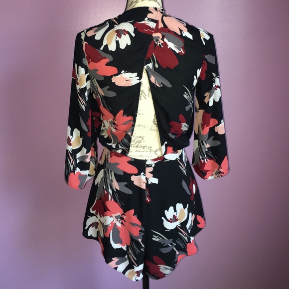 SOLD Black Floral Romper - Picture 2 of 2