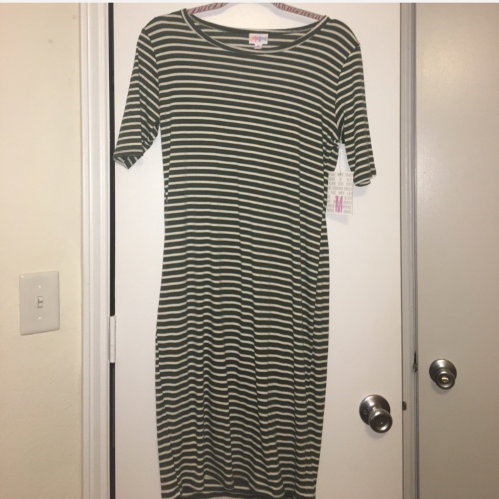 NWT Green and Cream striped LuLaRoe Jill Dress
