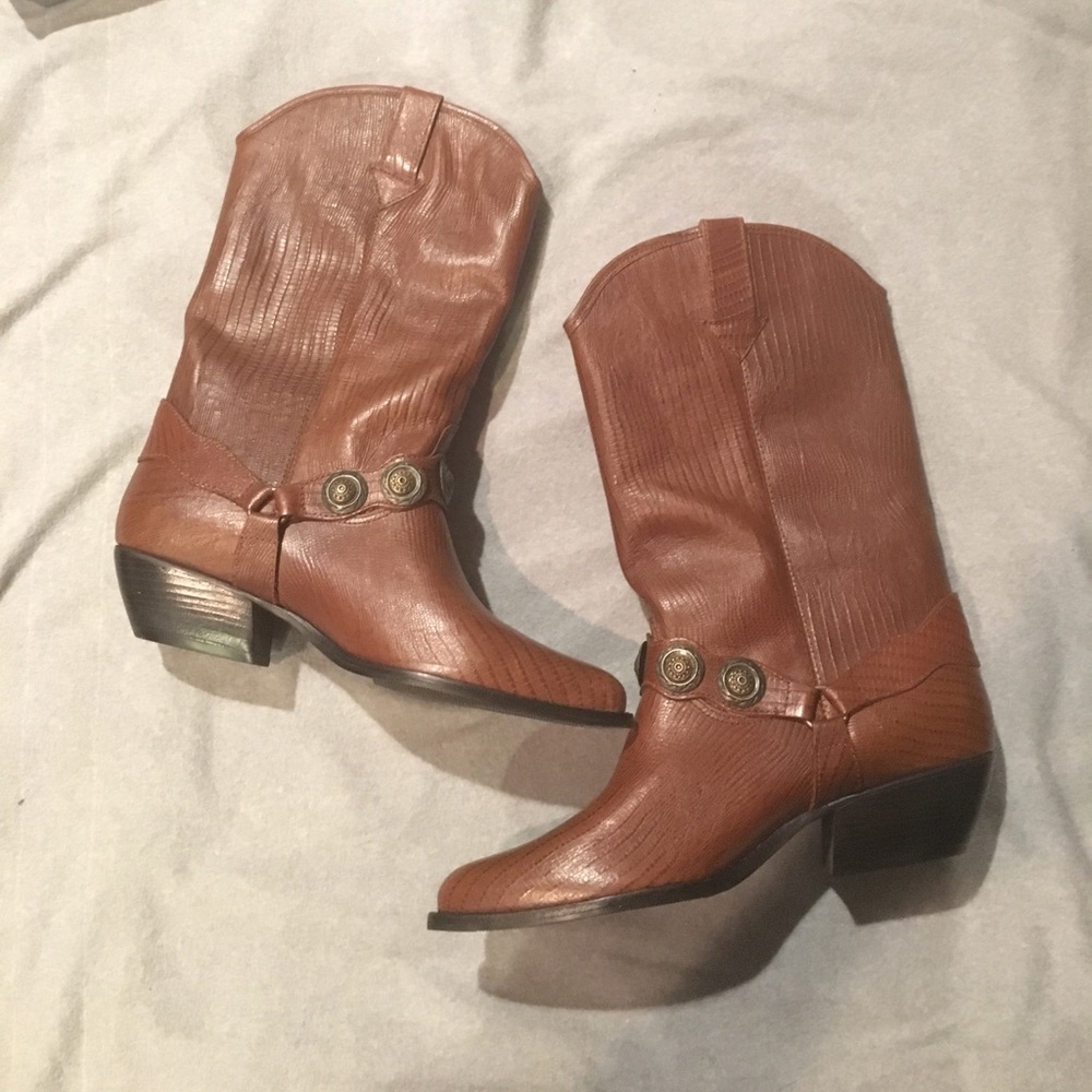 L.J. Simone Womens Chestnut Brown Cowboy Boots sz 8