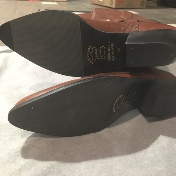 L.J. Simone Womens Chestnut Brown Cowboy Boots sz 8 - Picture 2 of 8