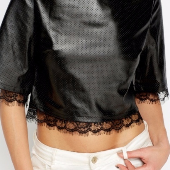 Laser Cut Lace Trim Crop Top - Picture 3 of 3