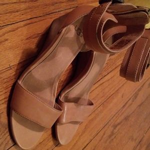 Ugg ankle strap wedge leather sandals size 7
