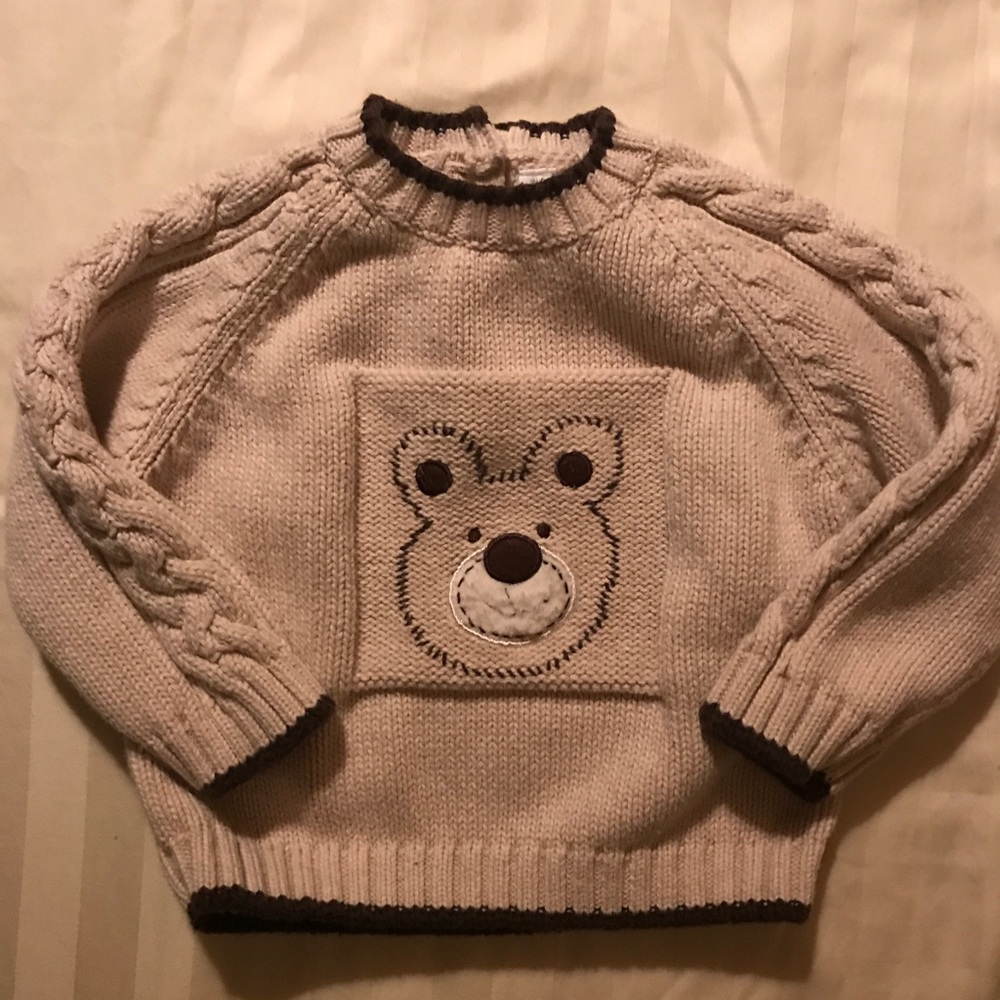 Barely Worn Piper&Posie Tan Sweater W/ Teddybear!